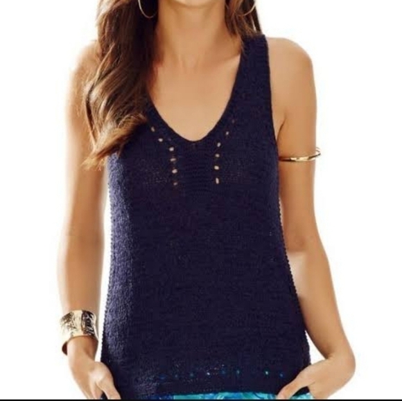 LILLY Pulitzer Razor Back Crochet Tank Sweater - Picture 1 of 8
